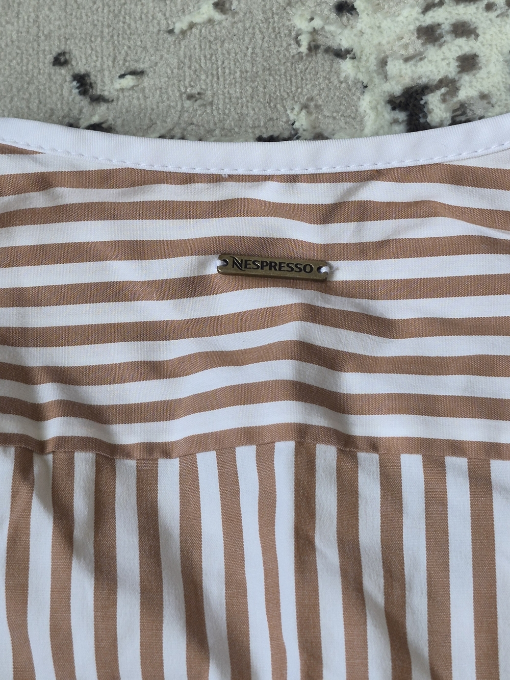 Nespresso White & Brown Vertical Stripe Long-Sleeve Shirt 40 New - Picture 10 of 11